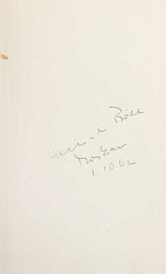 [Бёлль Г., автограф]. [Бёлль Г. Повести. Радиопьесы. Эссе]. Böll H. Erzählungen. Hörspiele. Aufsätze. Köln; Berlin: Kiepenheuer & Witsch, 1961.